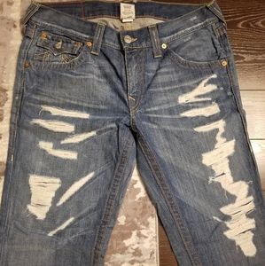 TRUE RELIGION DISTRESS BILLY MEN SIZE 34 INSEAM 34